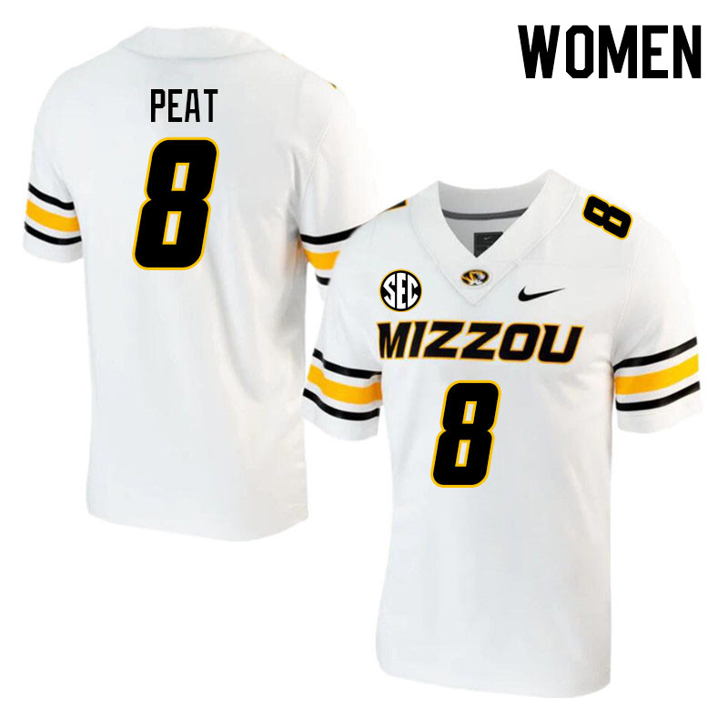 Women #8 Nathaniel Peat Missouri Tigers College 2023 Football Stitched Jerseys Sale-White